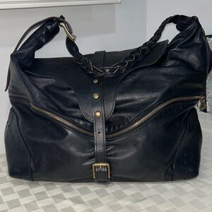Jas M B London Black Leather Duffel Bag